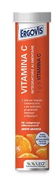Ergovis Vitamina C Integratore 1000 mg di Vitamina C 20 Compresse Effervescenti