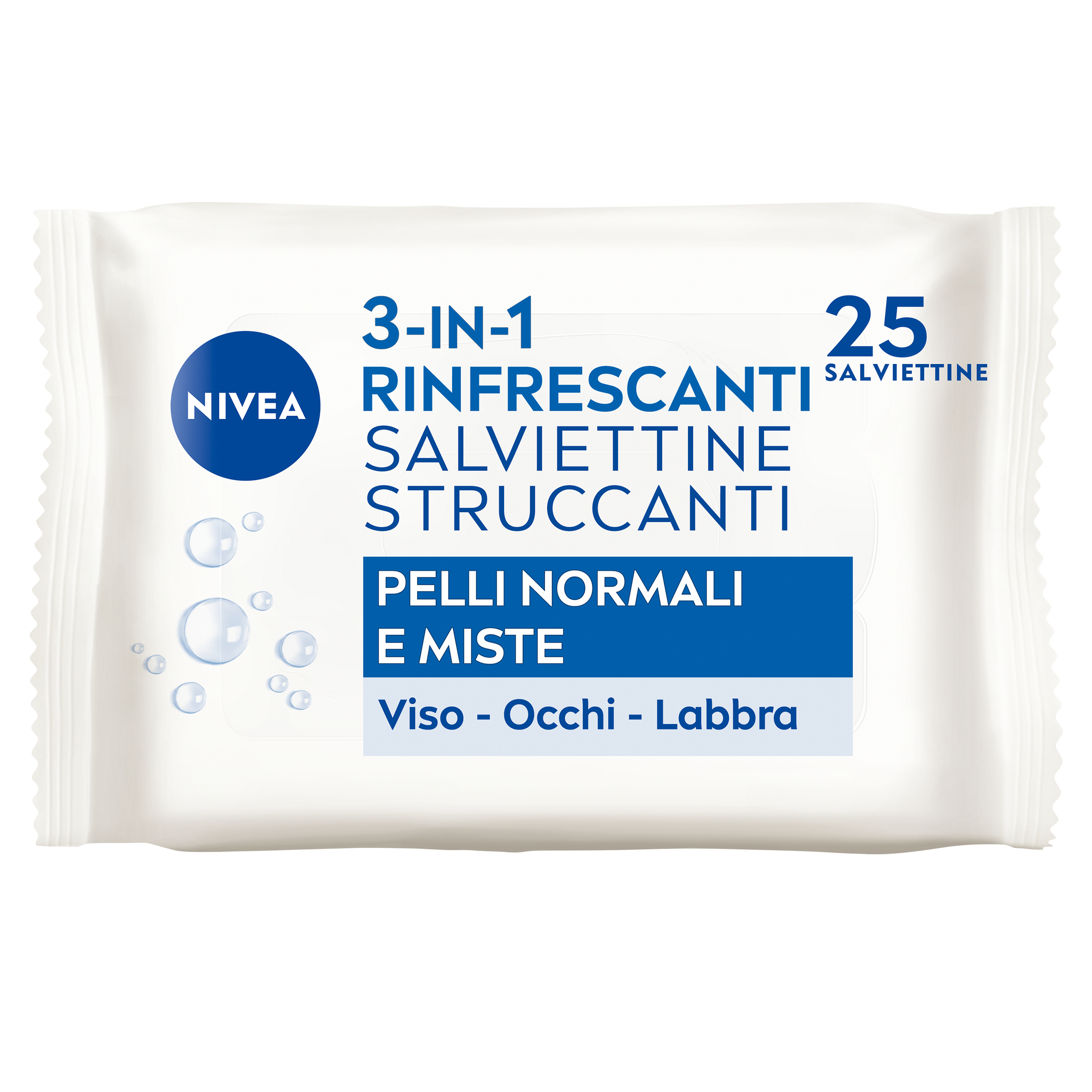 Nivea Salviettine Struccanti 3in1 Rinfrescanti 25 Pezzi, Salviette struccanti pelli normali e miste