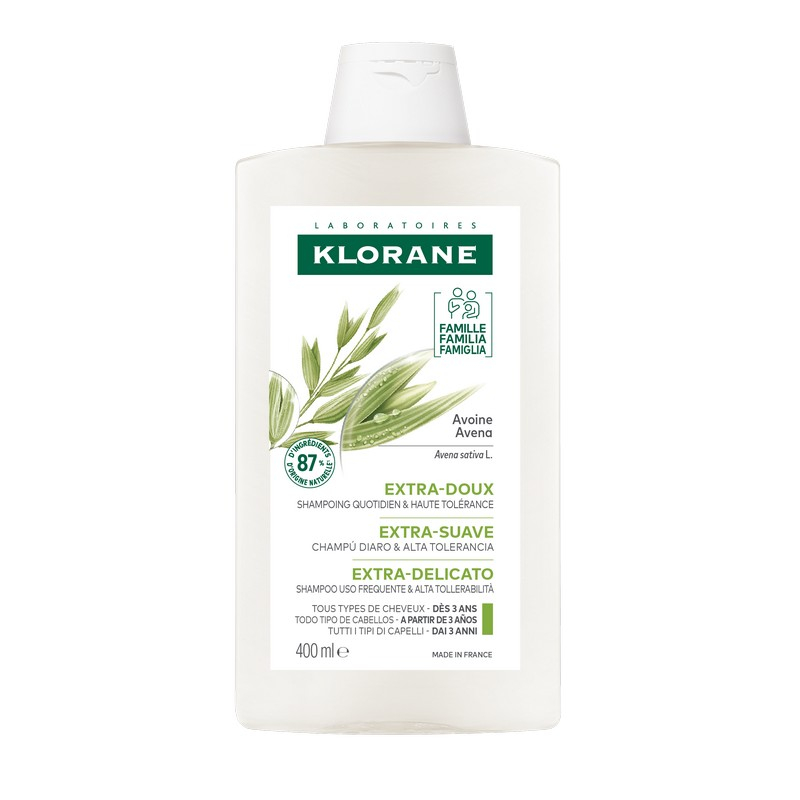 Klorane Shampoo all'Avena Extra delicato, tutti i tipi di capelli, 400ml 