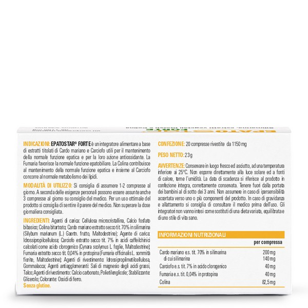 Epatostar Forte Integratore Funzione Epatica 20 Compresse