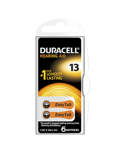 Duracell EasyTab 13 Arancio Batterie Apparecchio Acustico 6 Batterie