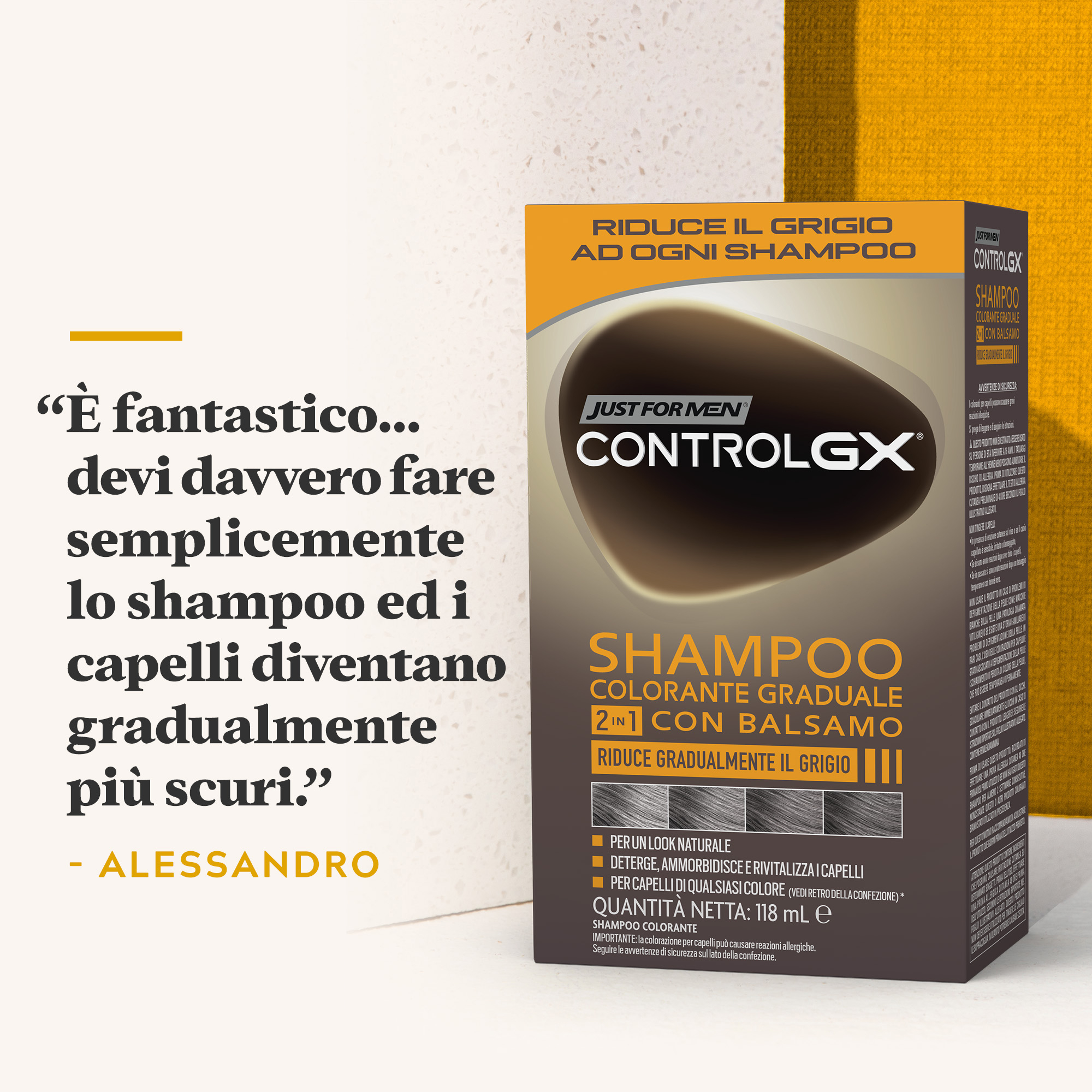 JUST FOR MEN Control GX Shampoo e Balsamo COLORANTE GRADUALE 2 in 1 118ML