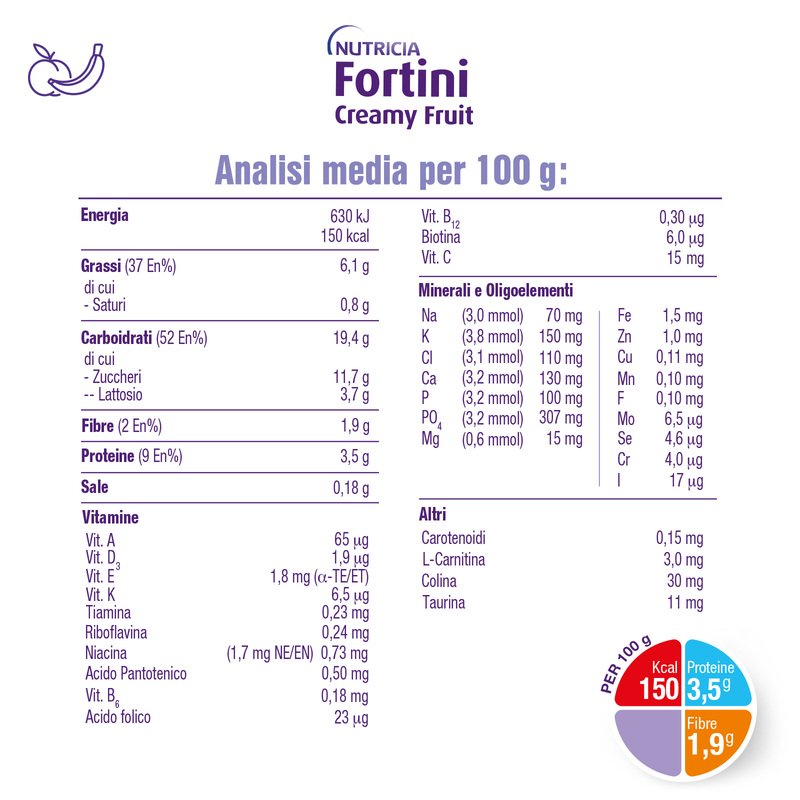 Fortini Creamy Integratore Nutrizionale Ai Frutti Gialli 4 Coppete