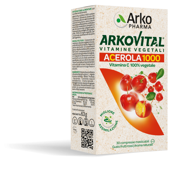 Arkovital Acerola 1000 con Vitamina C e D3 30 Cpr Masticabili