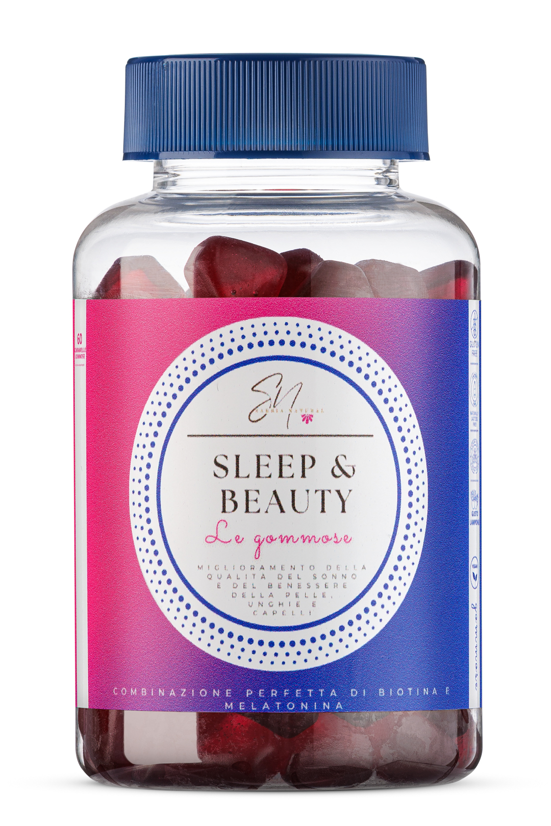 Sabbia Natural SLEEP&BEAUTY per rigenerare capelli e pelle mentre dormi - 60 GOMMOSE gusto LAMPONE