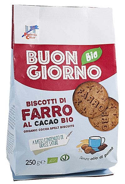 FSC BIODELIGHT BISCOTTI DI FARRO AL CACAO BIO CON OLIO DI GIRASOLE SENZA OLIO DI PALMA 250 G