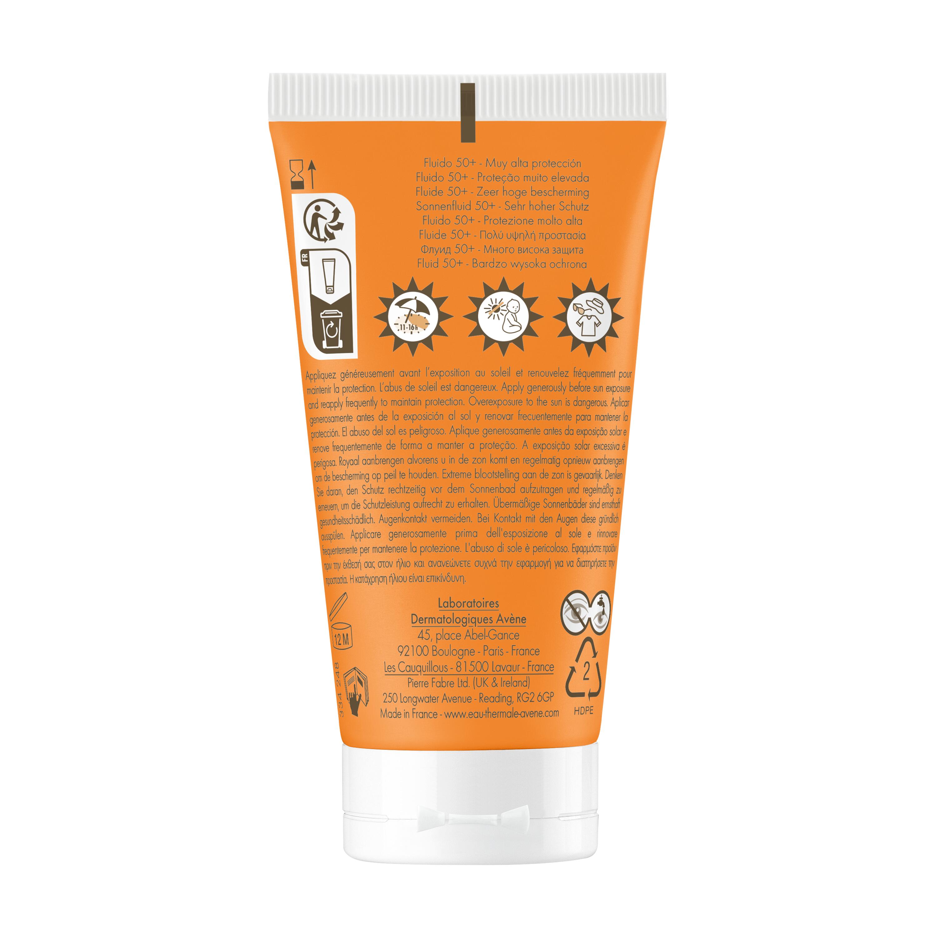 Avène Eau Thermale Fluido SPF50+ - Protezione Solare Viso Molto Alta 50 ml