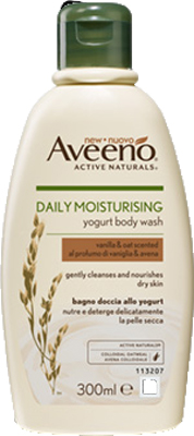 Aveeno Daily Moisturising Bagnodoccia Allo Yogurt con profumo Vaniglia e Avena, 300 ml
