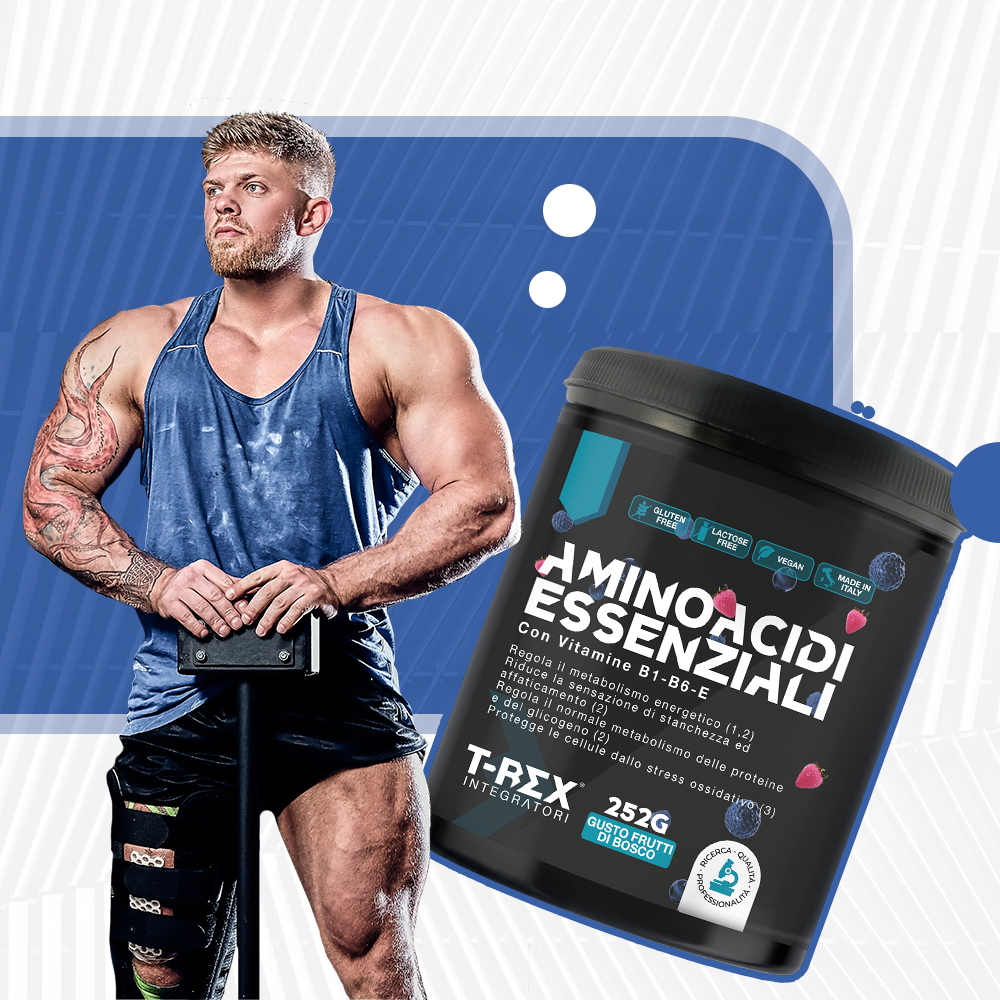 T-Rex Integratori Aminoacidi Essenziali Gusto Frutti Di Bosco 252 g - Integratore Per Gli Sportivi