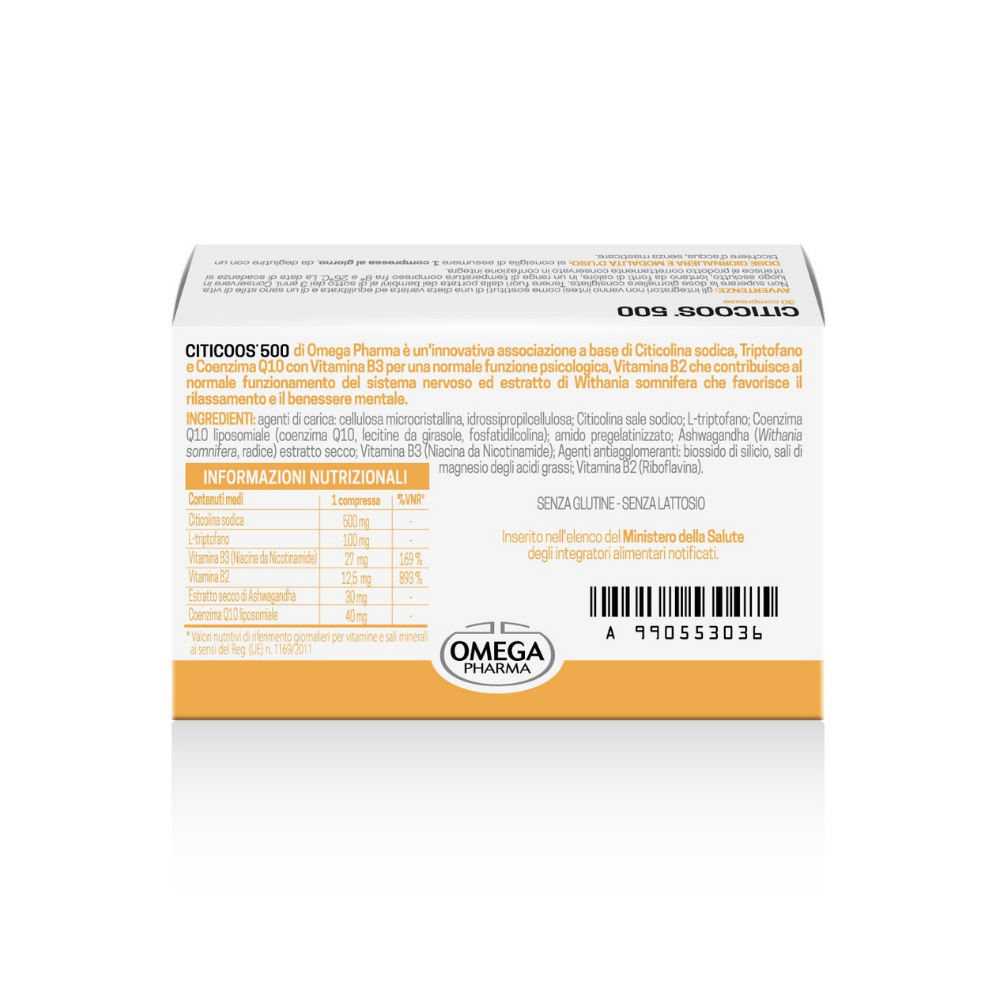 Omega Pharma Citicoos 500 - Integratore Per Il Sistema Nervoso 30 Compresse
