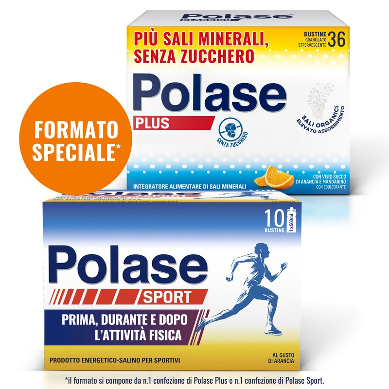 Polase Plus 36 bustine + Polase Sport 10 bustine Magnesio e Potassio Integratore Alimentare Sali Minerali 