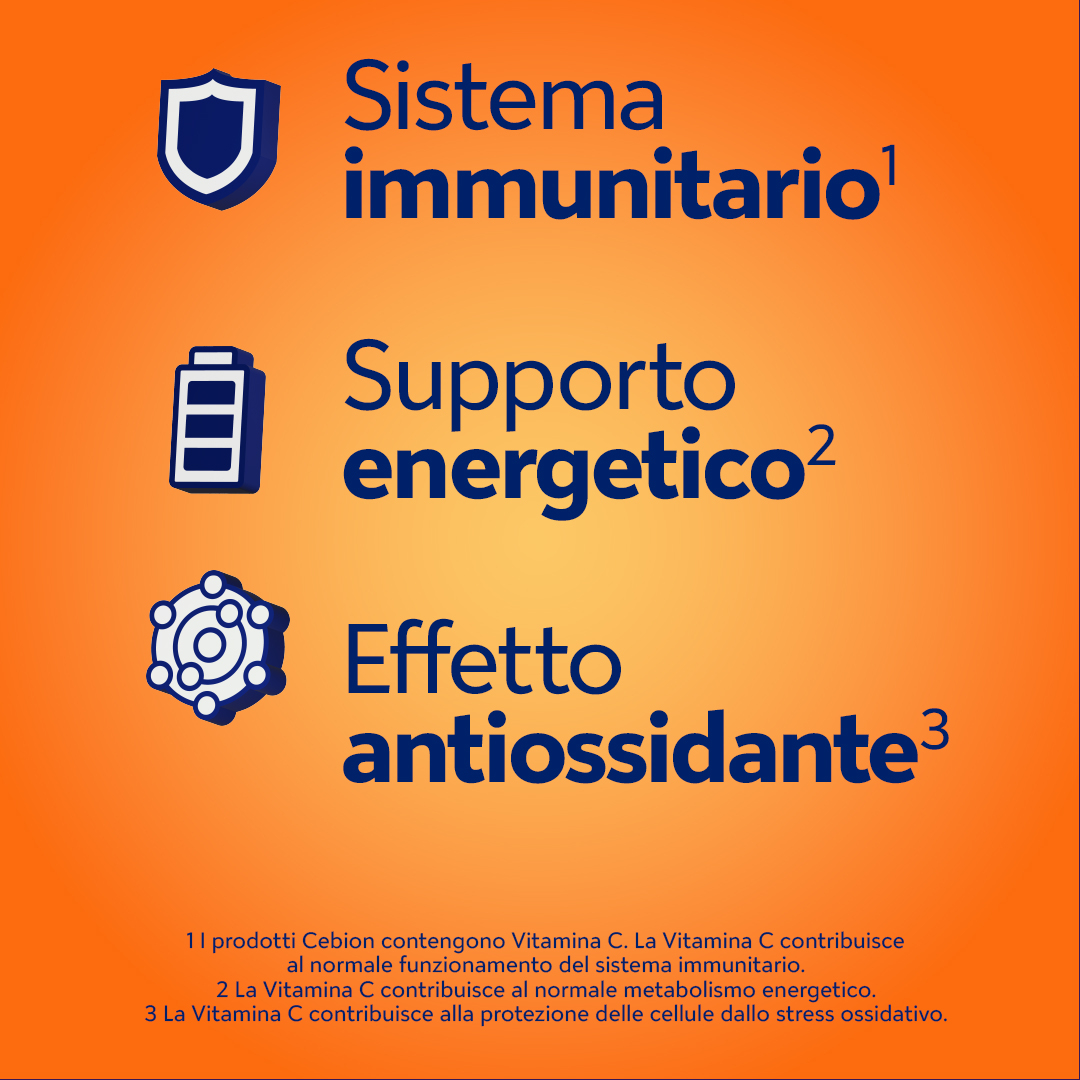 Cebion Effervescente Senza Zucchero - Integratore di Vitamina C - gusto arancia - 10 compresse