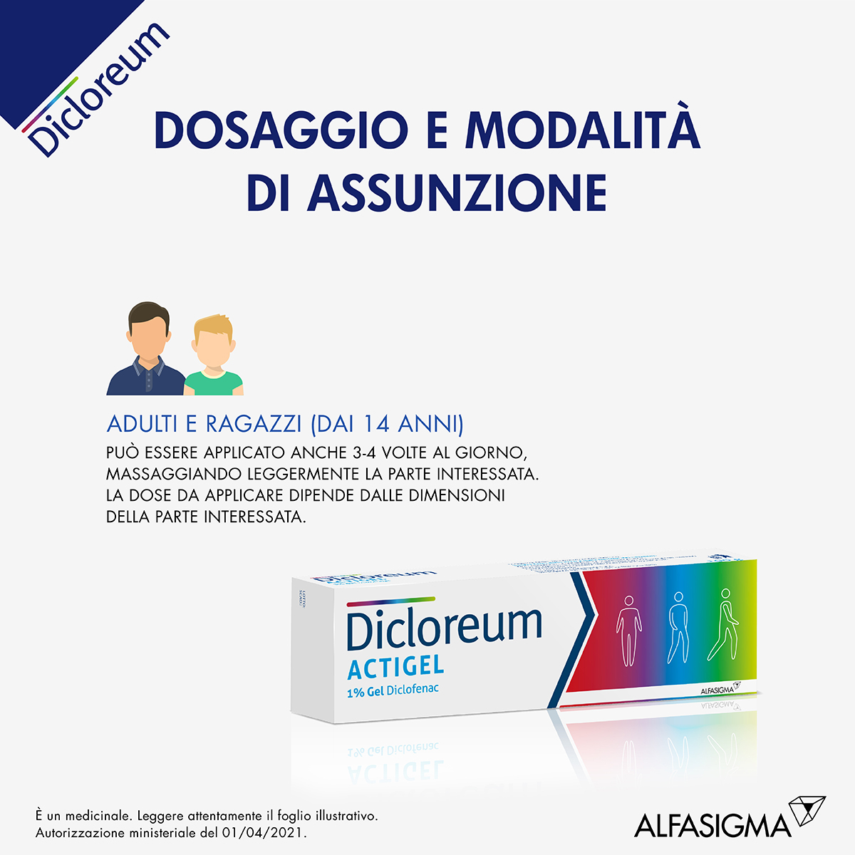 Dicloreum Actigel 1% - Medicinale a base di Diclofenac, Gel Dolori Articolari e dolori muscolari 100 g