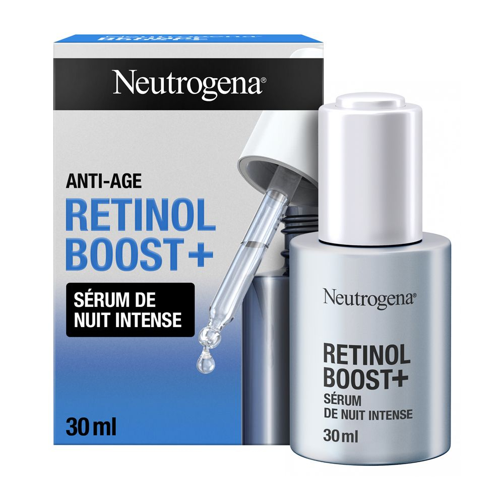 Neutrogena Retinol Boost + Siero Notte Intenso 30 ml, Siero viso con 0,23% Retinolo Puro antirughe