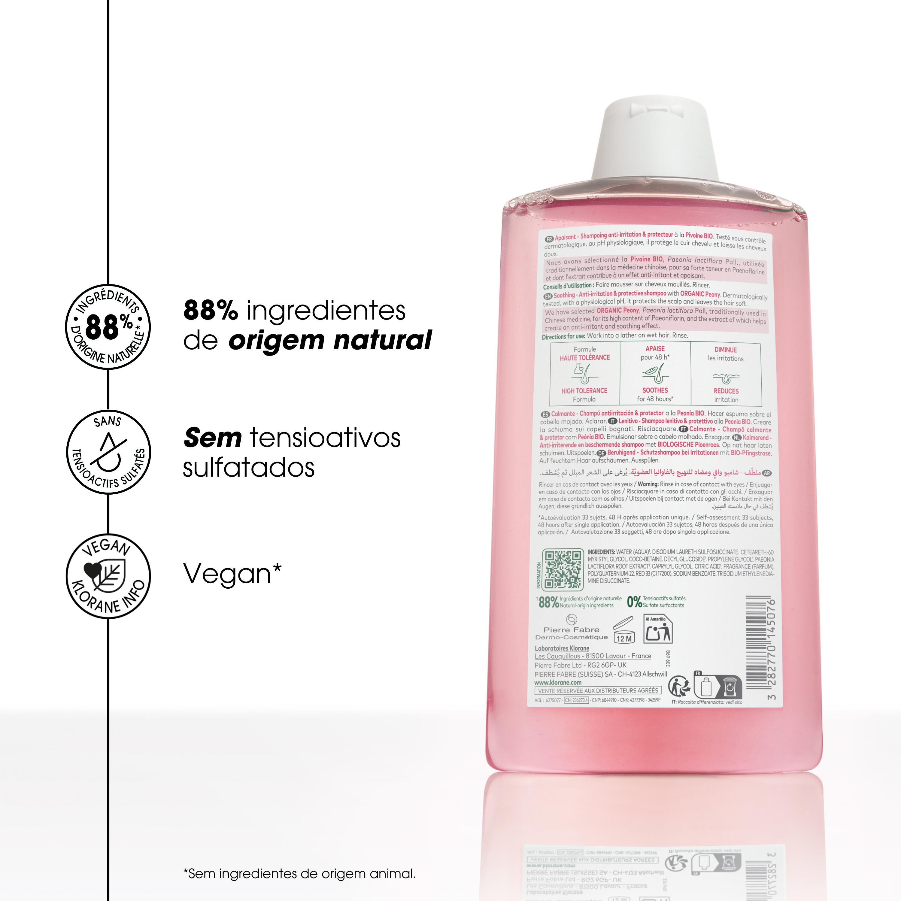 Klorane - Shampoo Lenitivo E Protettivo Alla Peonia Bio Per Cuoio Capelluto Sensibile 400 ml