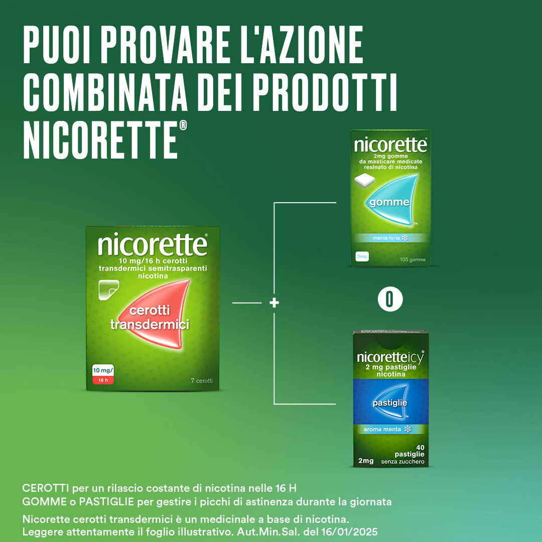 Nicorette 7 Cerotti Transdermici 10 mg Smettere di Fumare