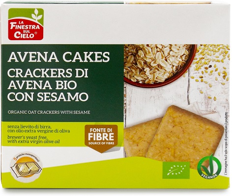 AVENACAKES CRACKERS DI AVENA CON SESAMO BIO VEGAN SENZA LIEVITO DI BIRRA CON OLIO EXTRAVERGINE DI OLIVA 250 G