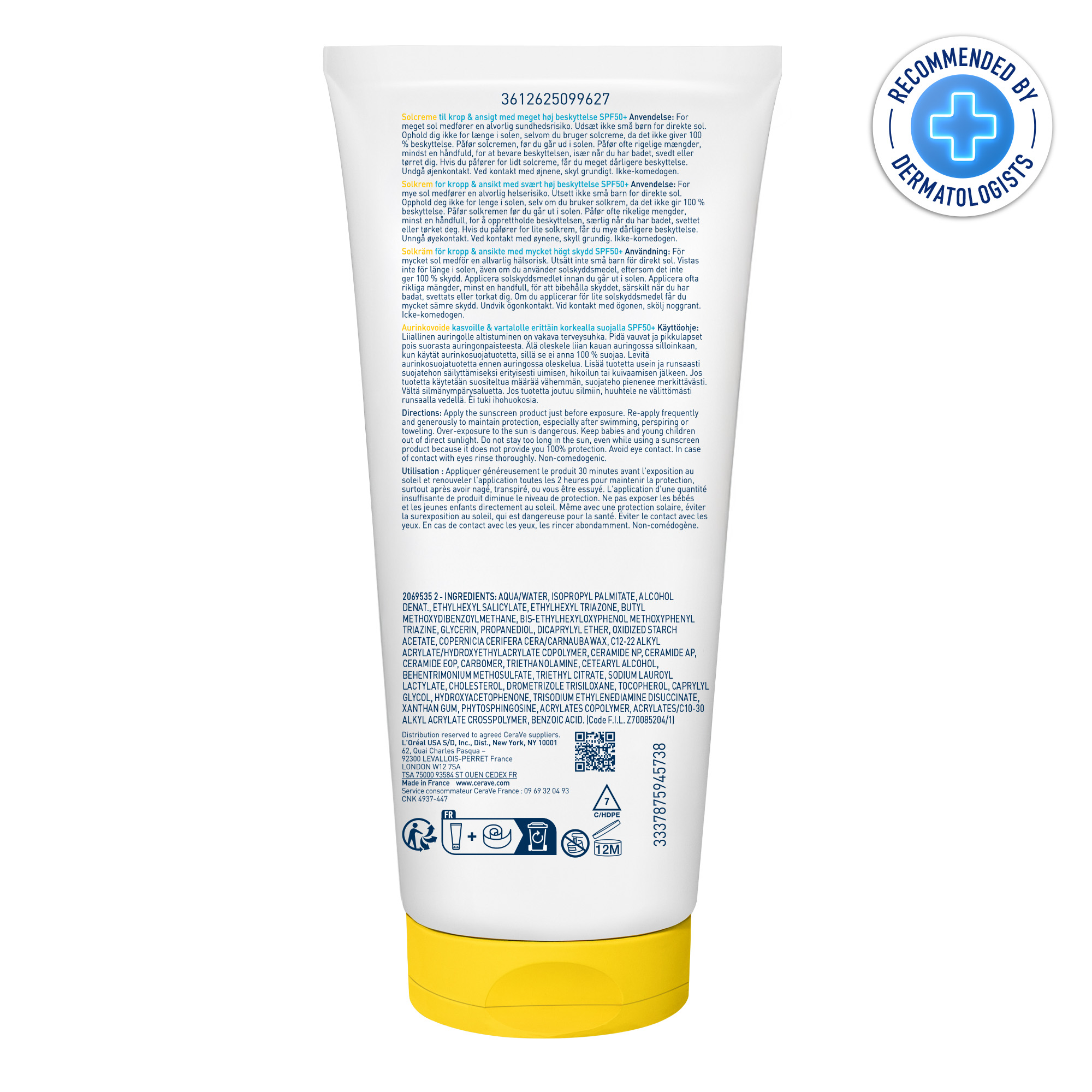 Cerave - Protezione Solare Idratante Invisibile Viso E Corpo SPF50+​ Per Pelli Da Normali A Secche 177 ml