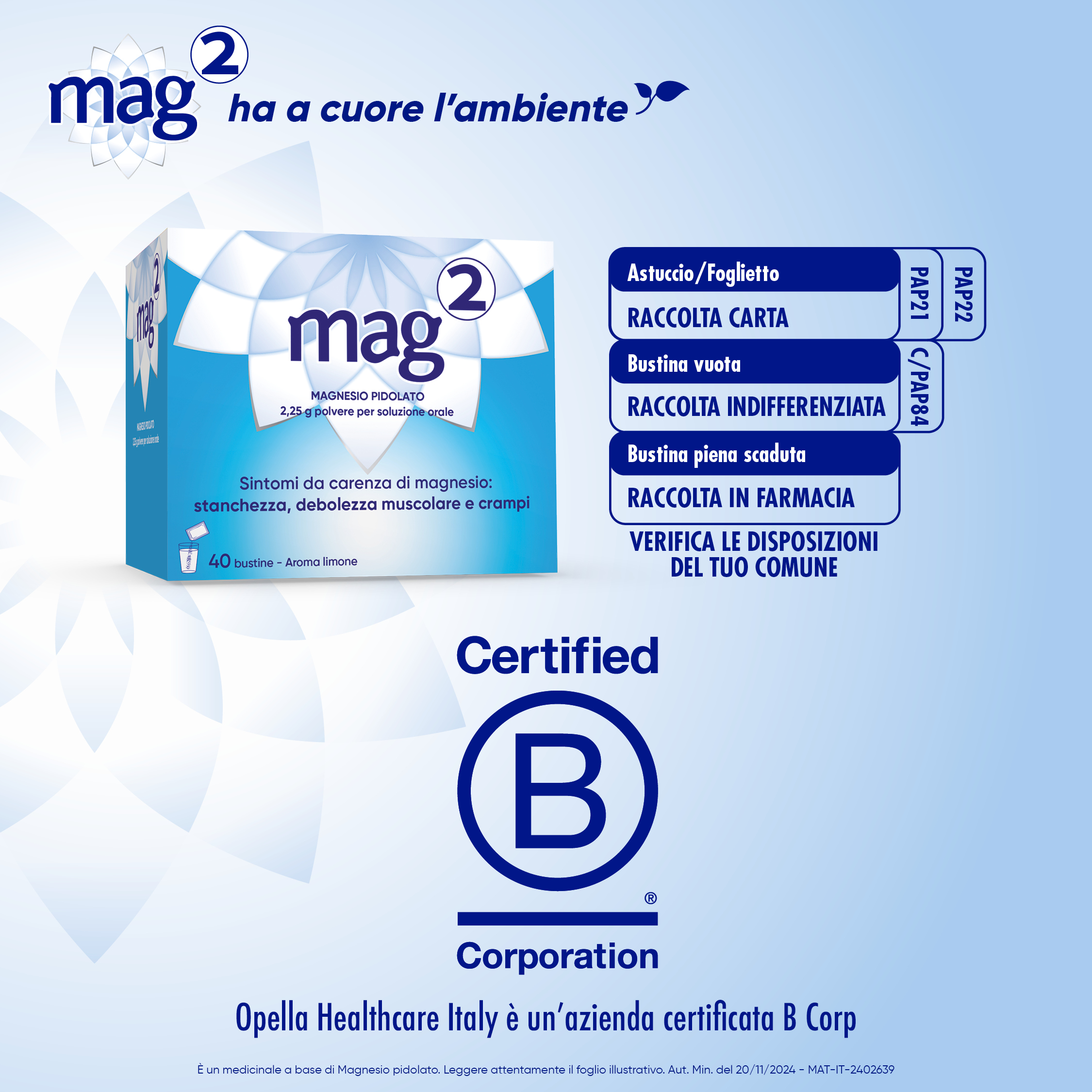 Mag2 Granulato Soluzione Orale 2,25g Magnesio Pidolato 40 Bustine