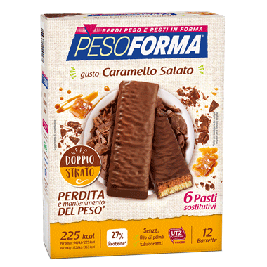 PesoForma Barrette Caramello Salato - 6 Pasti sostitutivi per perdita e mantenimento del peso corporeo - 12 barrette