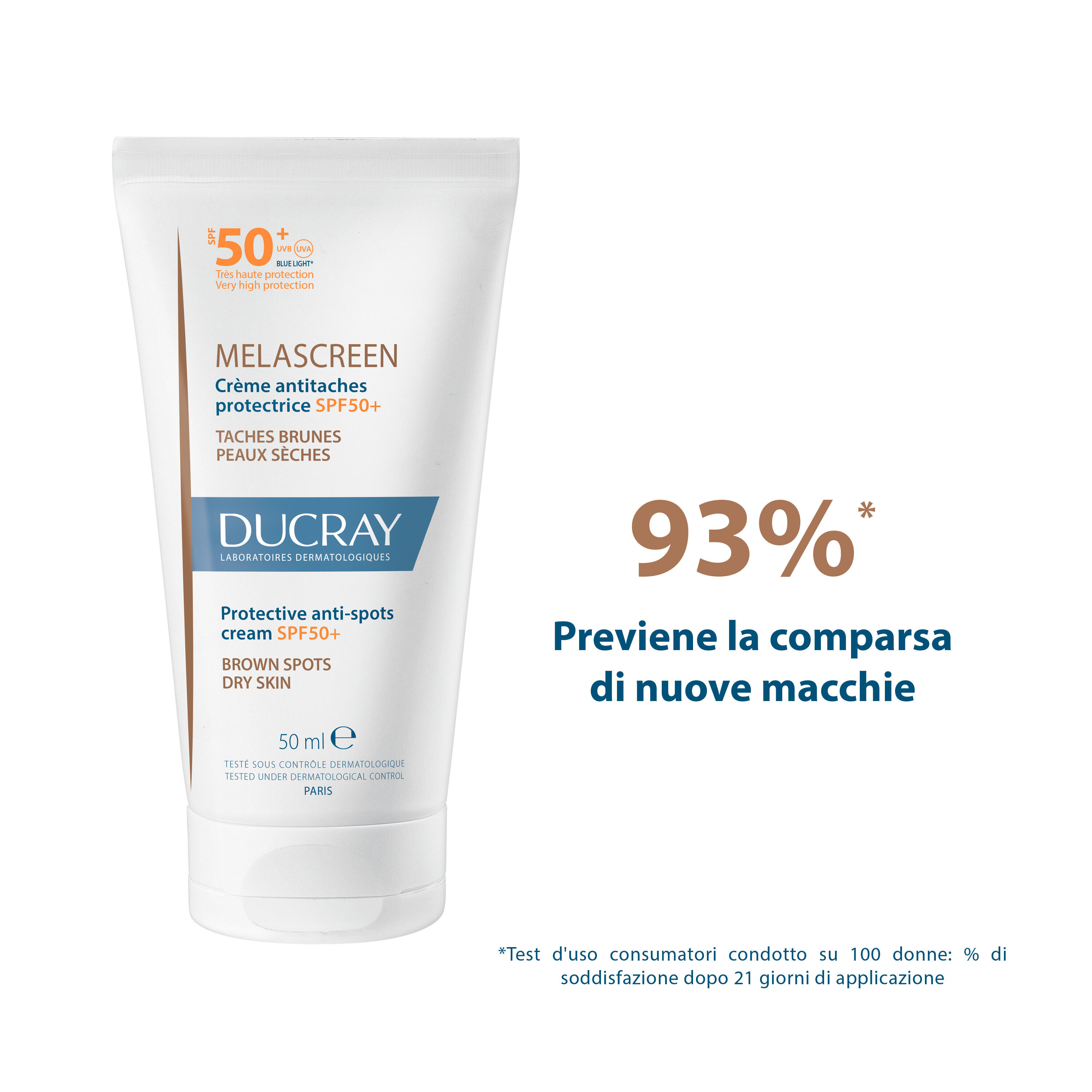 Ducray Melascreen - Crema Anti-Macchie Protettiva SPF50+ Viso 50 ml