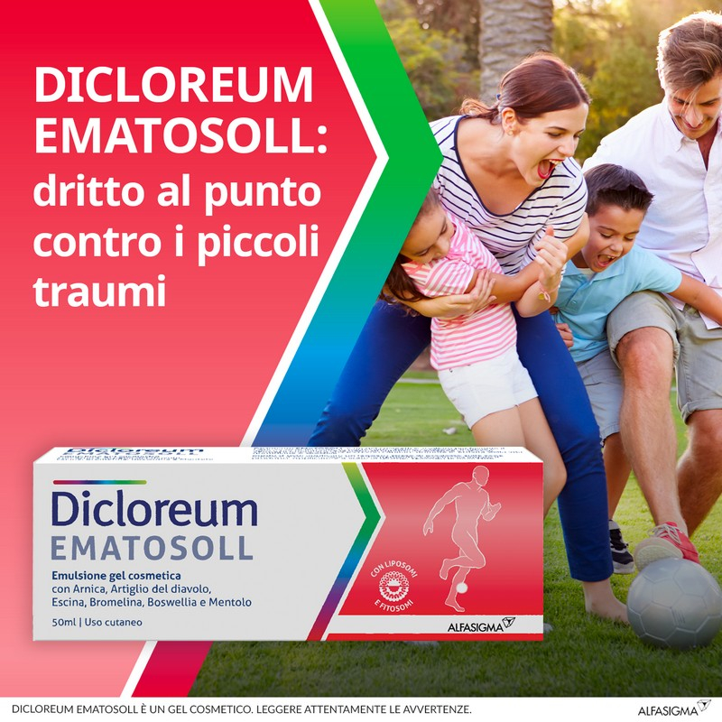 Dicloreum Ematosoll Emulsione Gel per Contusioni e piccoli traumi, utile anche in caso di dolori muscolari o dolori articolari 50 ml