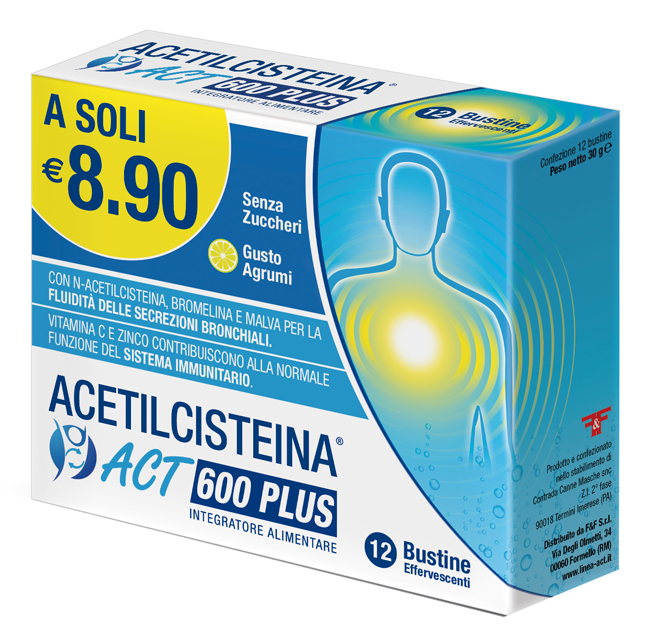 ACETILCISTEINA ACT 600 PLUS 12 buste