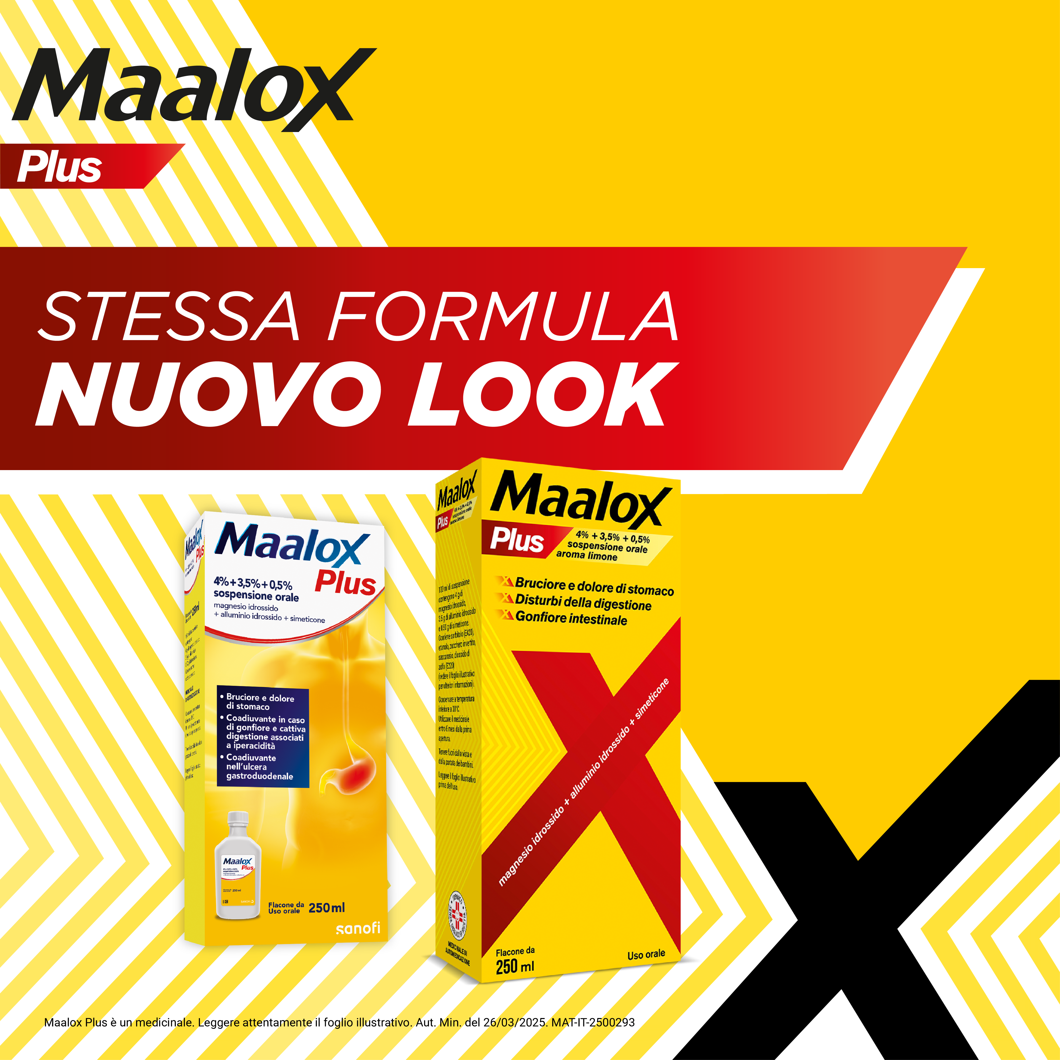 Maalox Plus sospensione orale, contro bruciore e acidità di stomaco, 250 ml