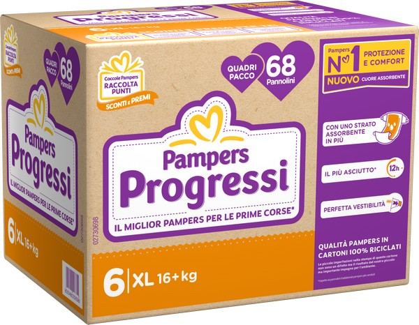 PAMPERS Progressi 68 pannolini Taglia 6+ dai 16kg
