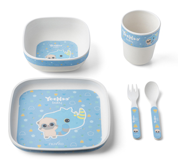 NUVITA YOOHOO BAMBOO KIT PAPPA 12M+ AZZURRO