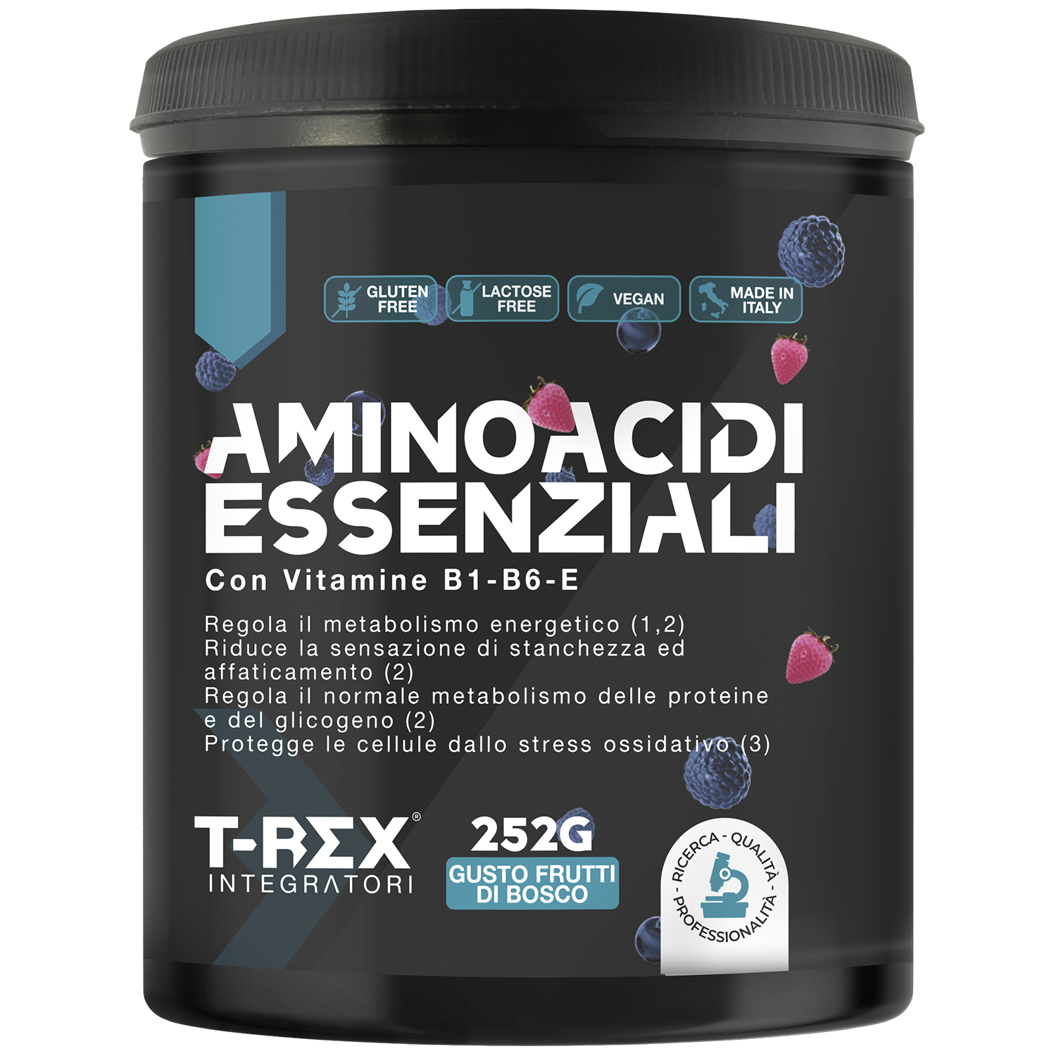 T-Rex Integratori Aminoacidi Essenziali Gusto Frutti Di Bosco 252 g - Integratore Per Gli Sportivi