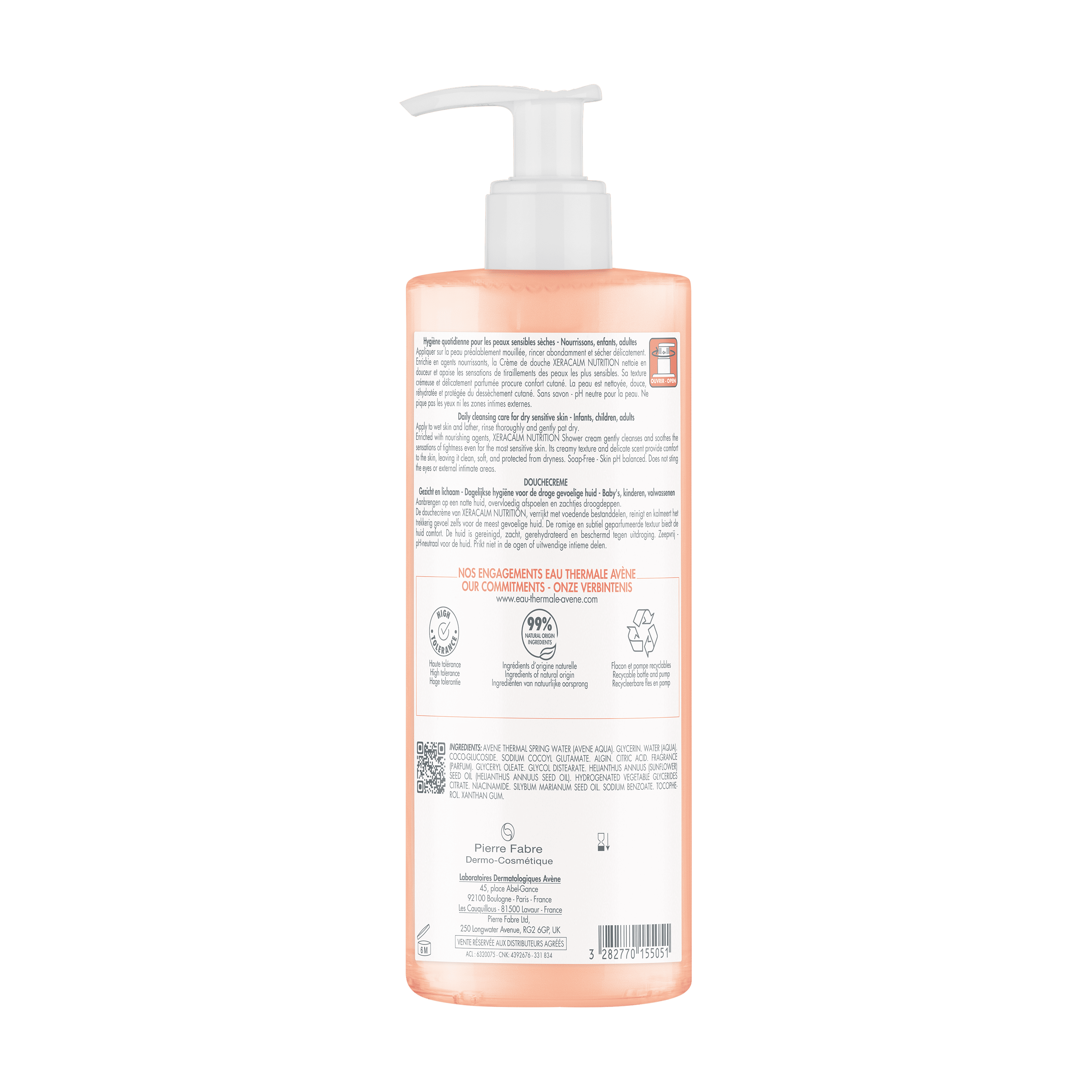 Eau Thermale Avène Xeracalm Nutrition Doccia Crema, Deterge e Idrata, Pelle sensibile da secca a molto secca per tutta la famiglia, 500ml 