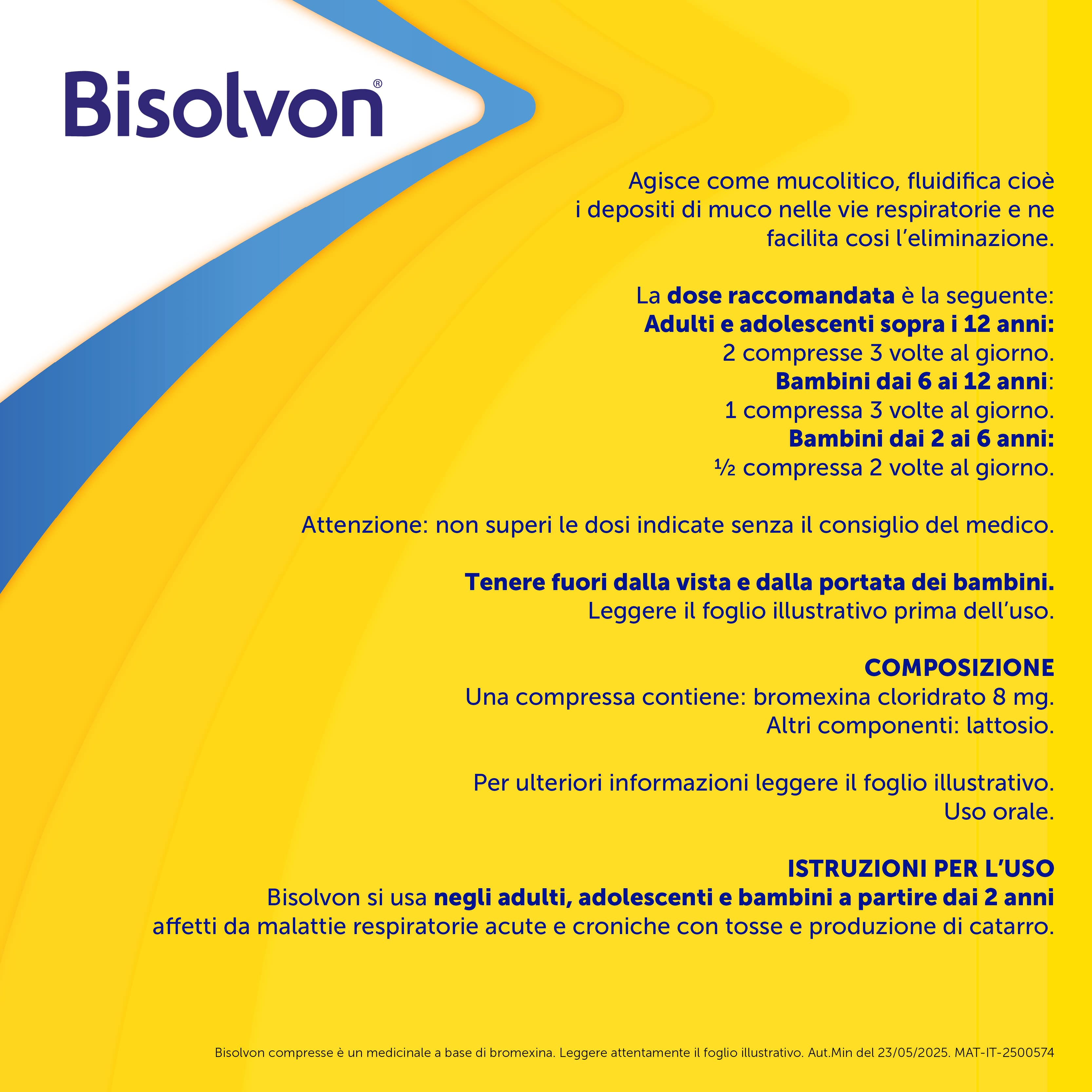 Bisolvon - Mucolitico per tosse grassa - 20 compresse - 8 mg