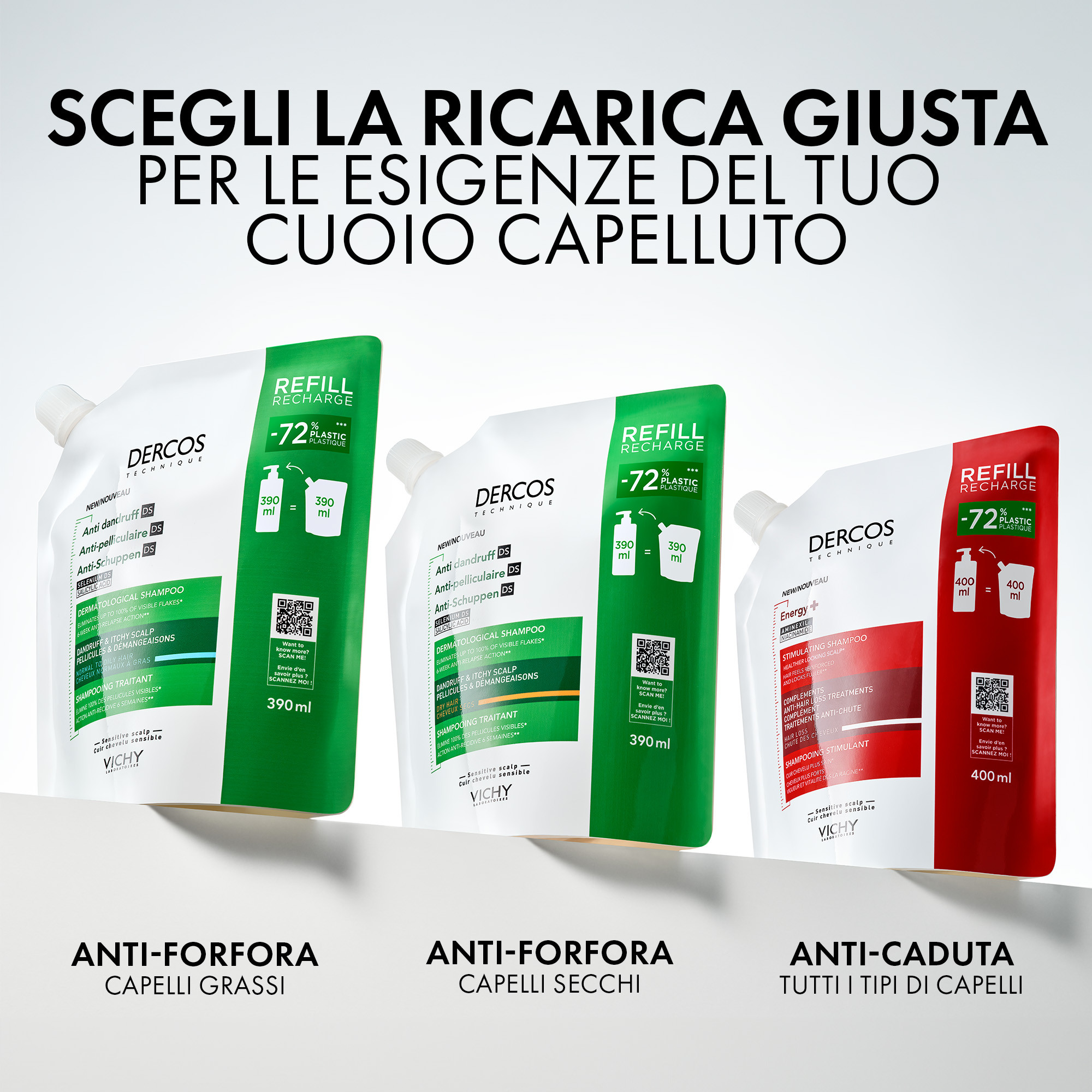 Vichy Dercos Technique Shampoo Antiforfora Ds Grassi per Forfora e Prurito 390ml