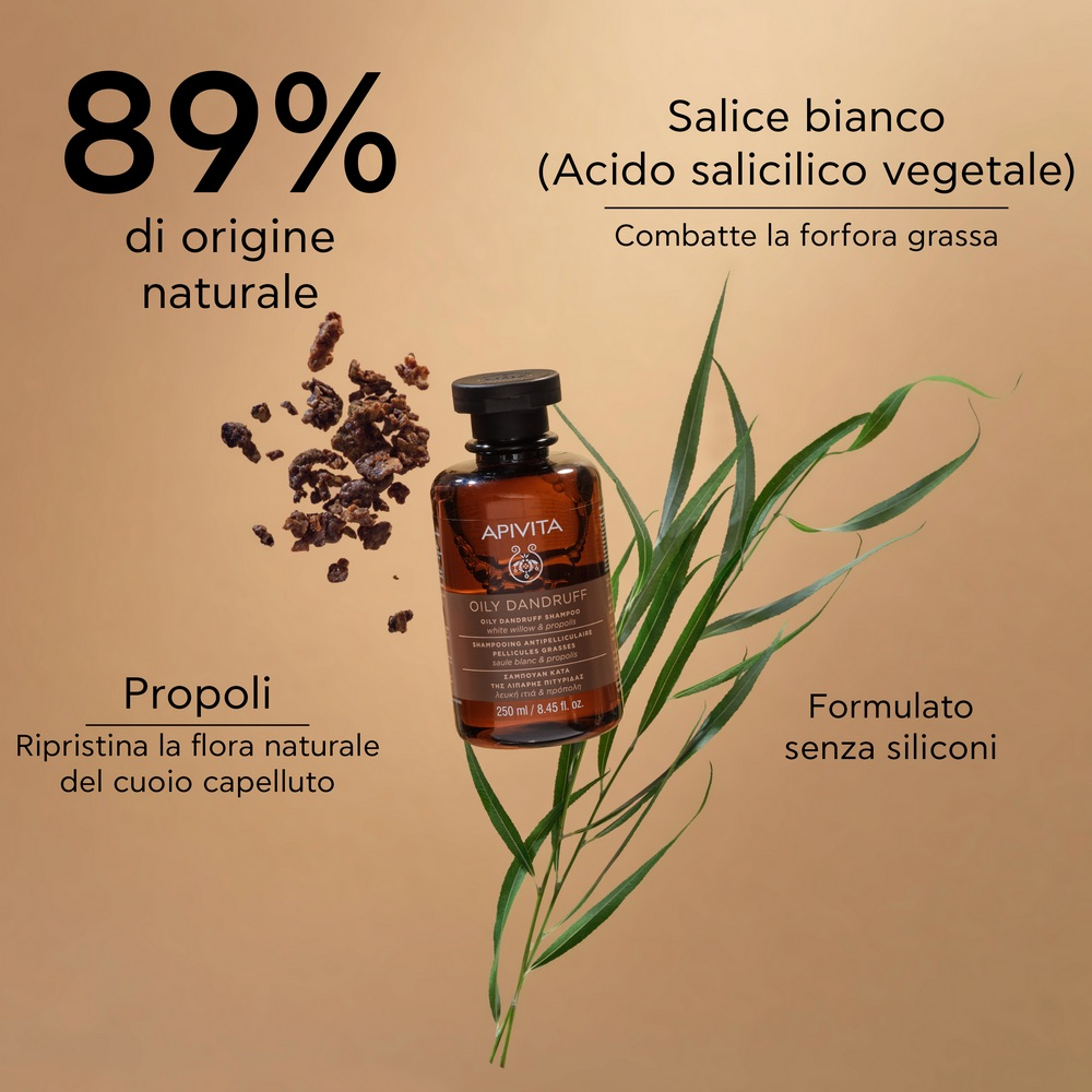 Apivita - Shampoo Forfora Grassa per Capelli 250ml - Trattamento Anti-Forfora