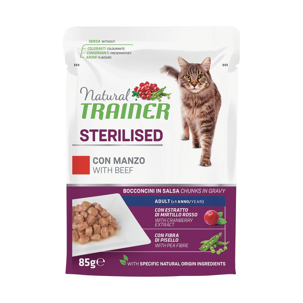 TRAINER NATURAL GATTO STERILISED GRAVY (IN SALSA) ADULT MANZO 85GR (bustina)