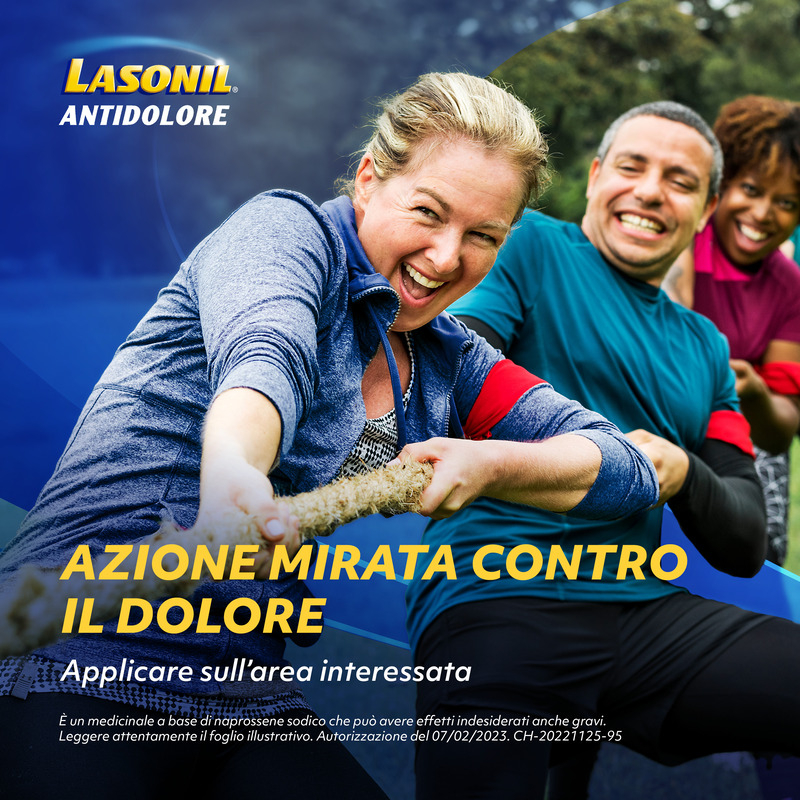 Lasonil Antidolore Gel antidolorifico antinfiammatorio per il trattamento di Mal di Schiena, Dolori Muscolari e Articolari, Tubo da 120gr