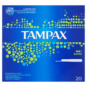 Tampax Blu Box Super Assorbenti Interni Flusso Medio Abbondante 20 Pezzi