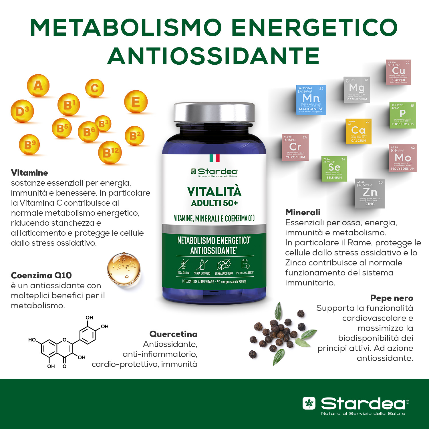 STARDEA VITALITA'  Compresse - INTEGRATORE ALIMENTARE  VITAMINE, MINERALI E COENZIMA Q10