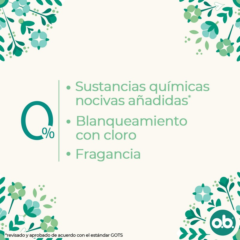 o.b. Assorbenti Interni, Organic Super, 100% Cottone Biologico, 16 Tamponi, color White