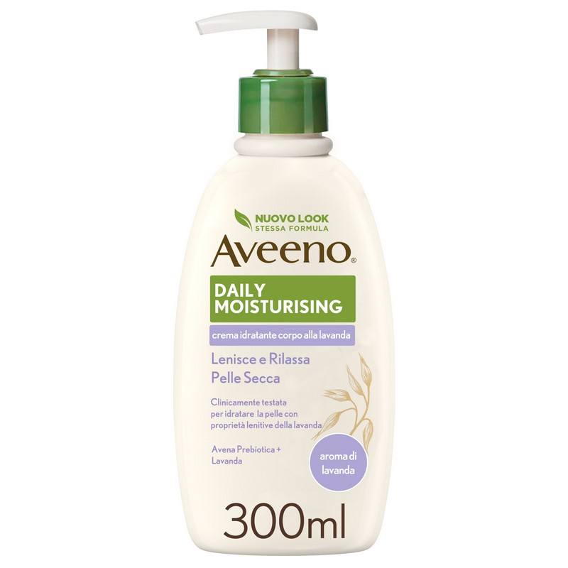 Aveeno Daily Moisturising Crema Idratante Corpo all'Aroma di Lavanda, con Avena Colloidale per Pelle Secca