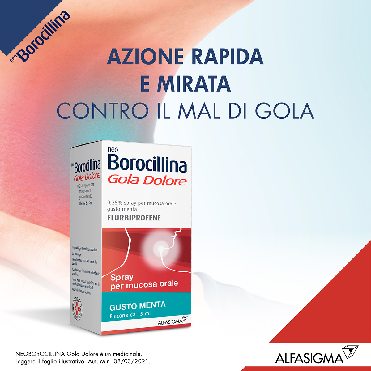 Neoborocillina Gola Dolore Flurbiprofene spray gola per mal di gola - 15 ml