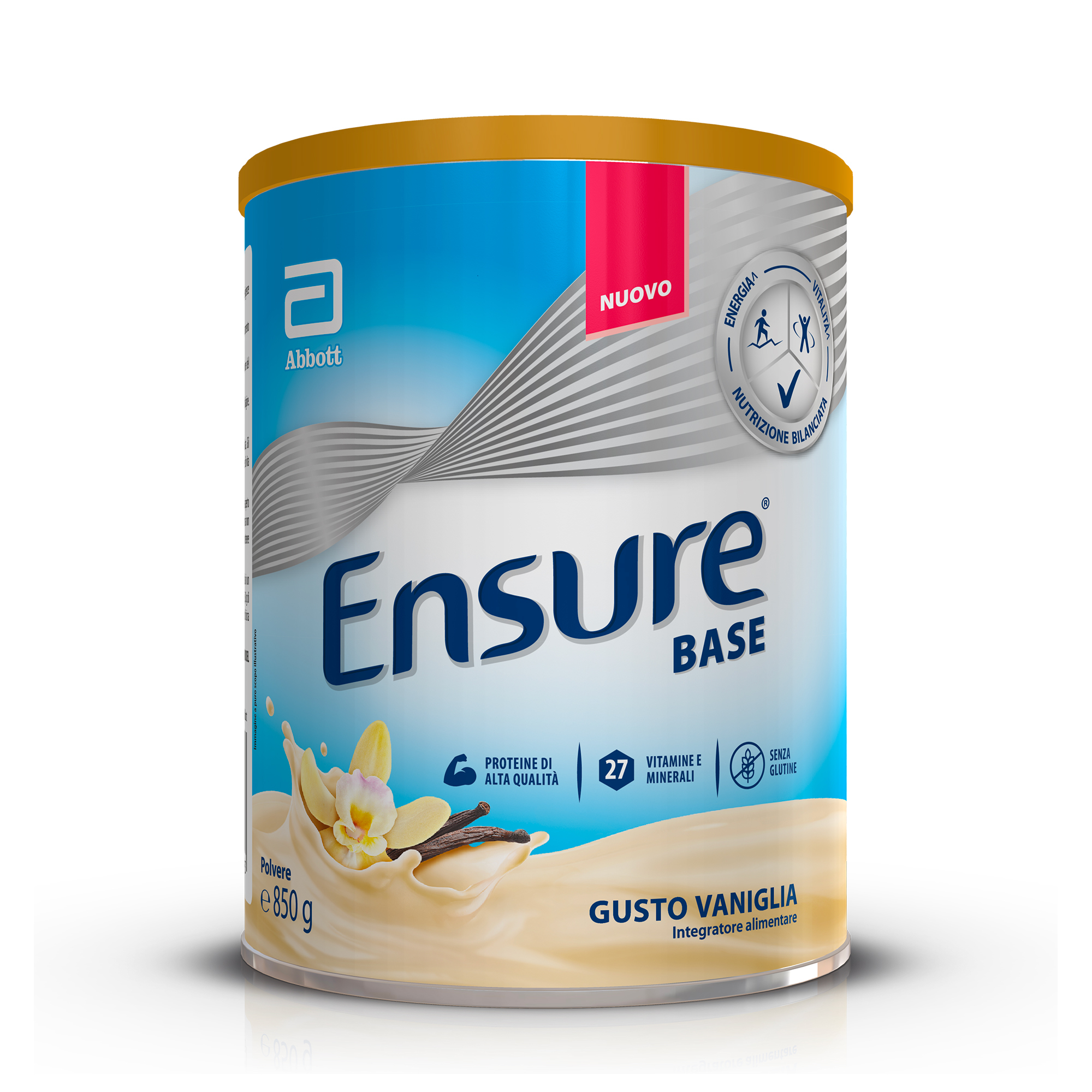 ABBOTT ENSURE BASE: Integratore alimentare che aiuta a sostenere le difese immunitarie e a contrastare stanchezza e affaticamento  - GUSTO VANIGLIA 850 gr 