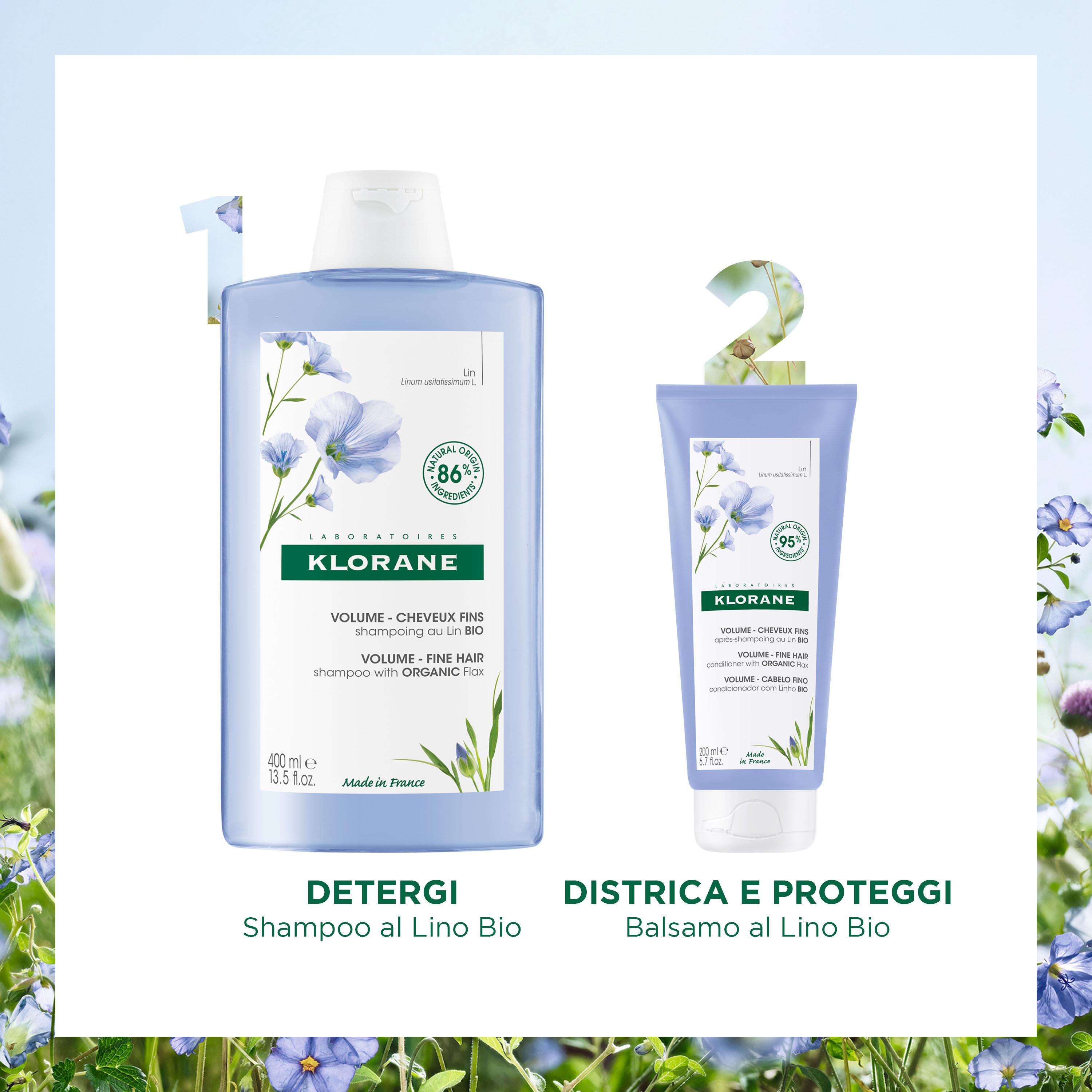 Klorane - Shampoo Al Lino Bio Per Capelli Sottili 200 ml