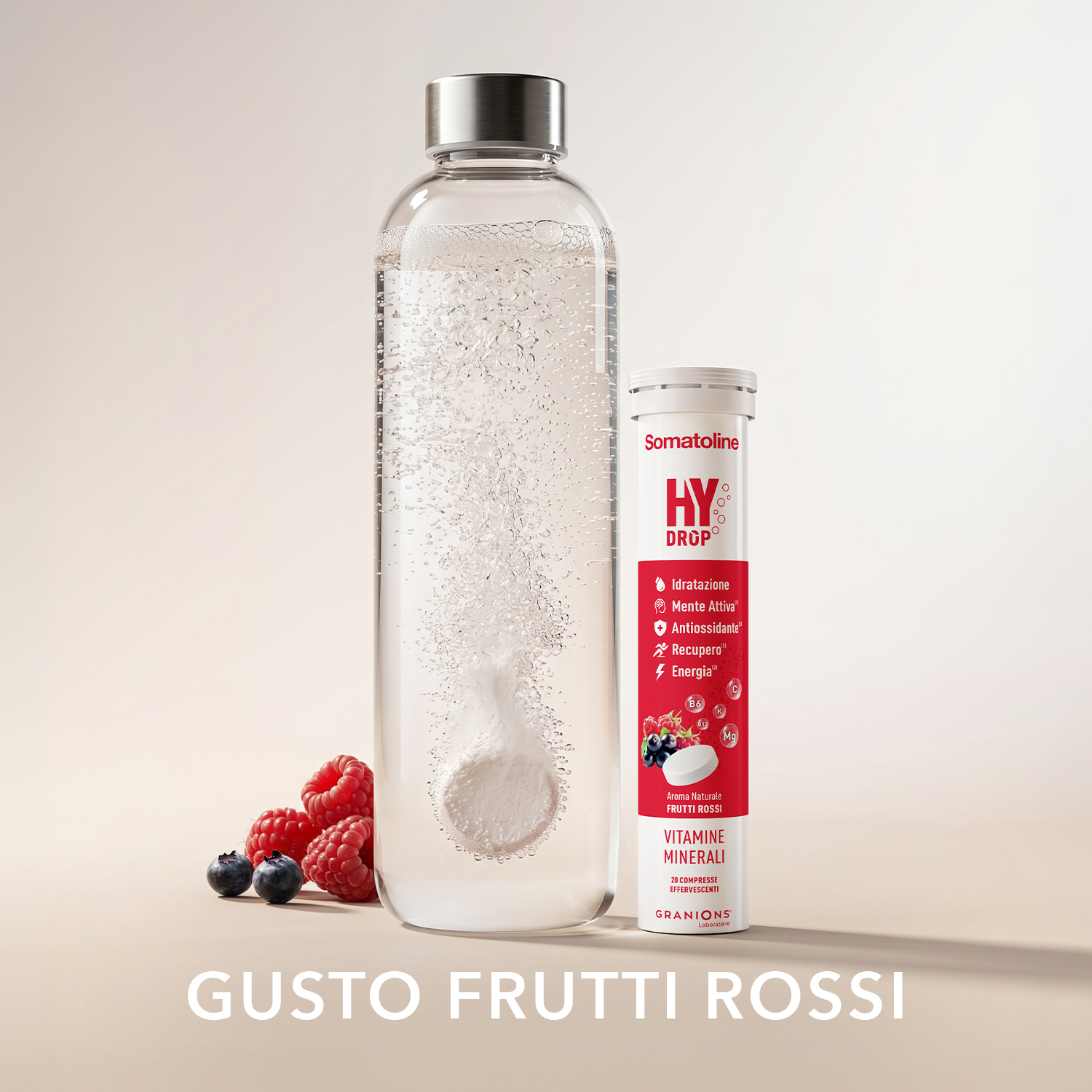 Somatoline SkinExpert Hydrop 20 Compresse Effervescenti Gusto Frutti Rossi - Integratore Per Il Metabolismo Energetico