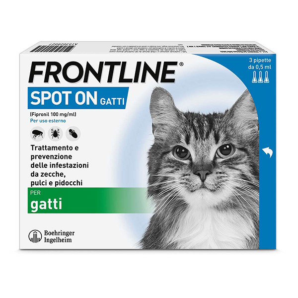 Frontline Spot On Gatti x3 Pipette, Antiparassitario per Gatti e Gattini, Contro  Zecche, Pulci e Pidocchi