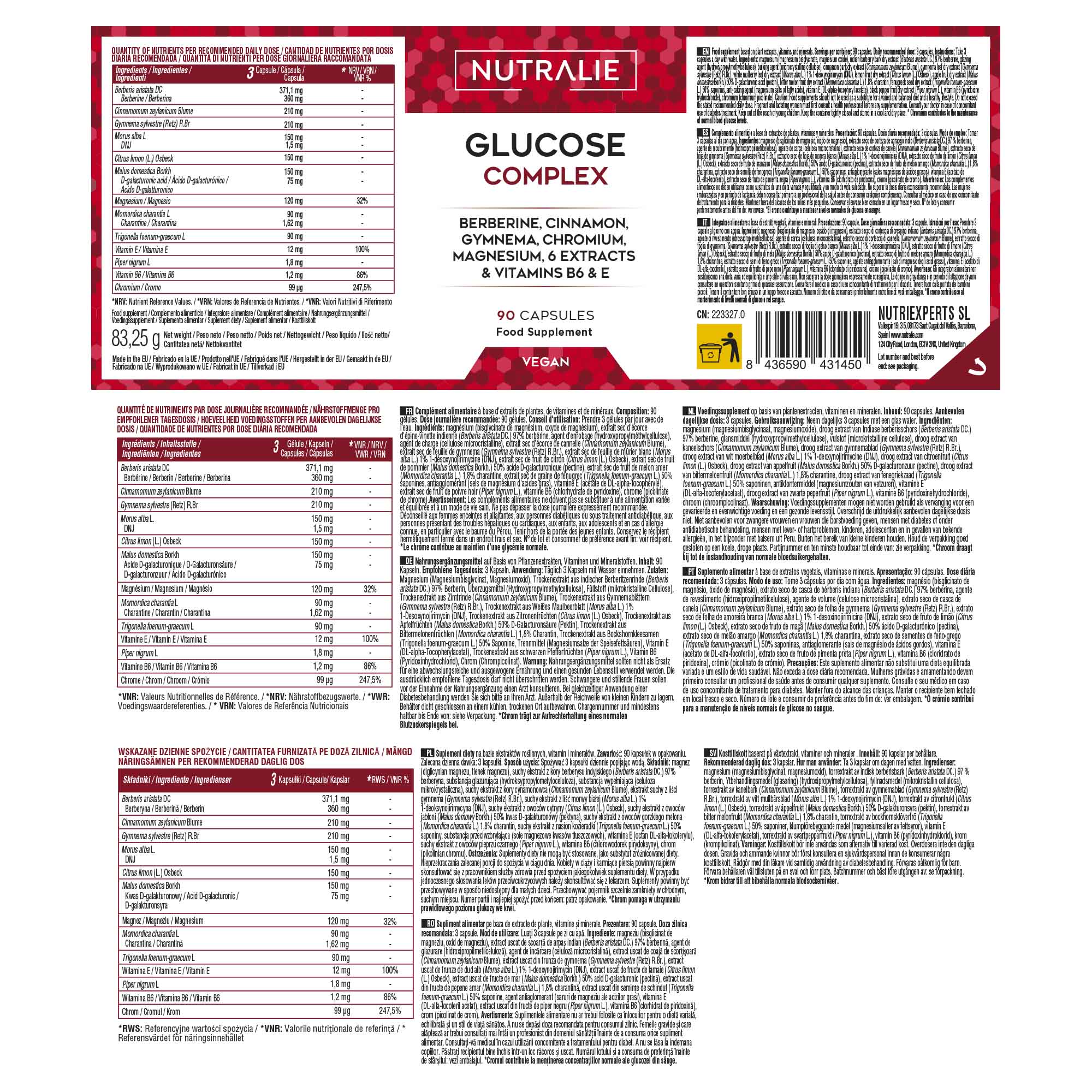 Nutralie Glucosio Complex 90 Capsule - Integratore Per I Normali Livelli Di Glucosio