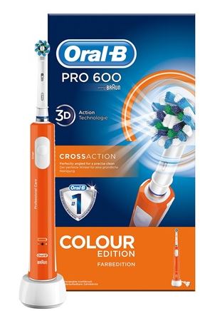Oral-B PRO 600 CrossAction Spazzolino Elettrico Ricaricabile Arancio
