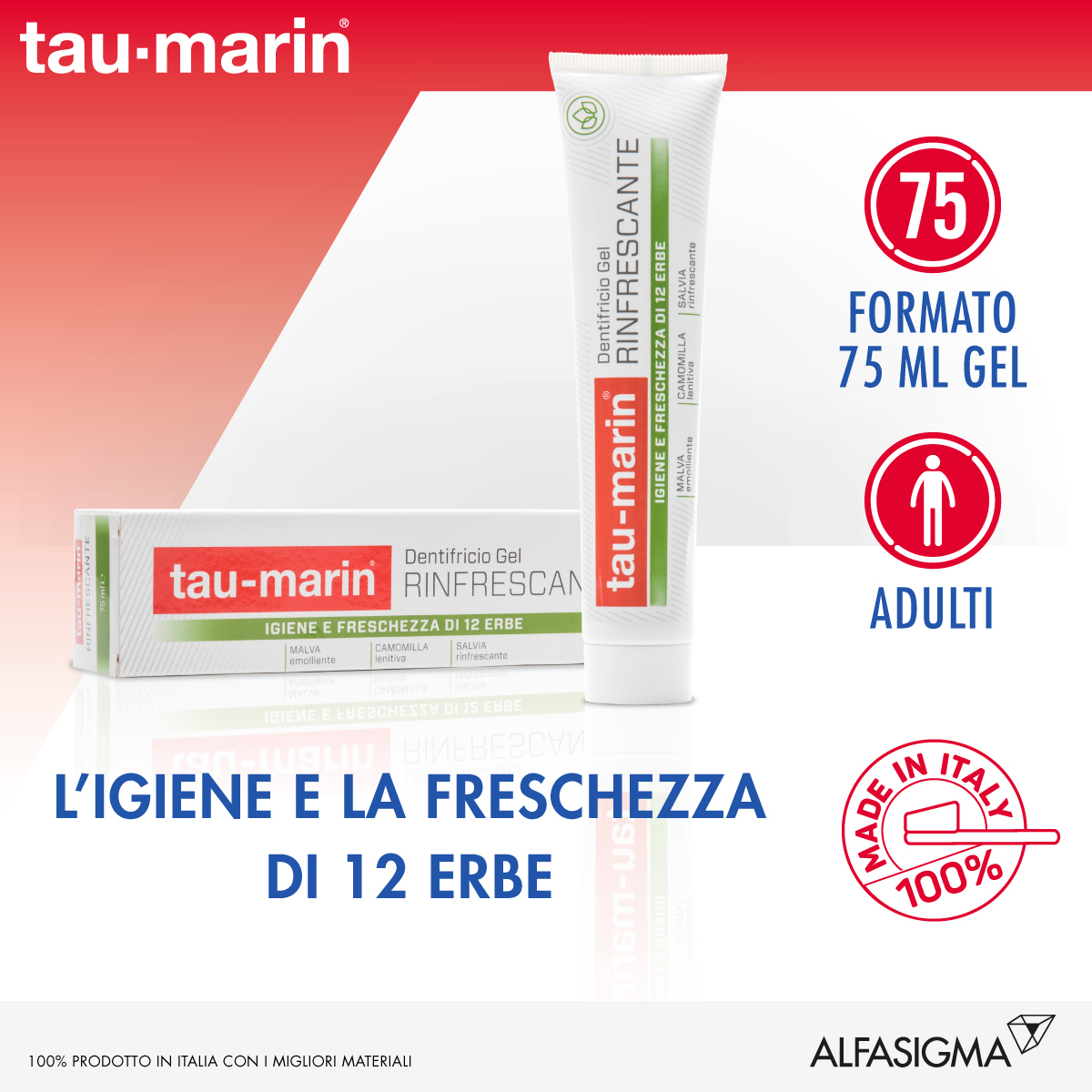 Tau-Marin Dentifricio Rinfrescante Adulti Alle 12 Erbe 75 ml