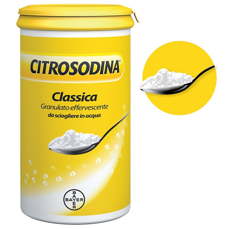 Citrosodina Granulato Effervescente, con Sodio Bicarbonato e Acido Citrico, Digestivo contro Pesantezza di Stomaco, Gusto Limone, 150 gr